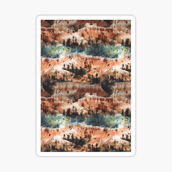 Bryce Canyon Vintage-Style Pattern - Retro Colors Evoking Natural Beauty Sticker