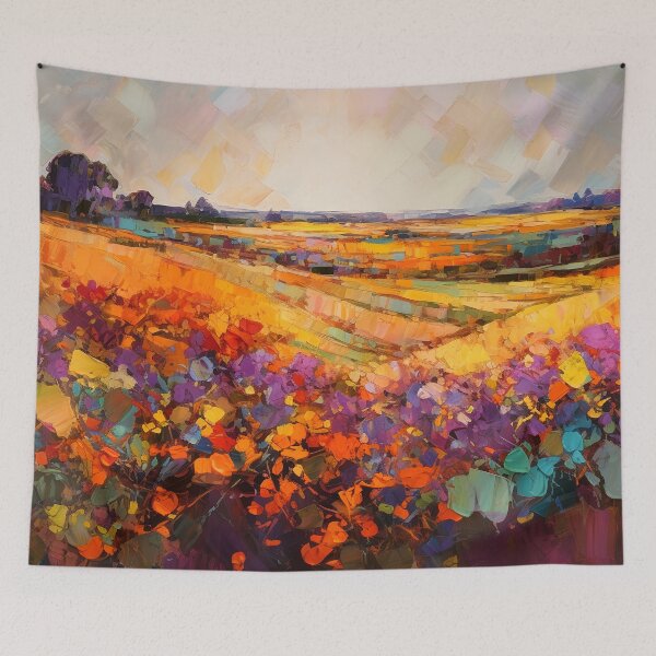 Item preview, Countryside summer Floral Fields at sunset - Impressionistic landscape 1 designed and sold by Red Witch Art.