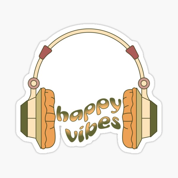 Happy Vibes Retro Vintage Groovy Headphones Sticker for Sale by  positive-tribe