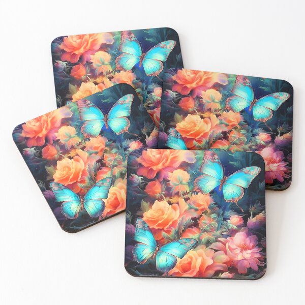 Item preview, Glowing garden flowers and butterflies 2 designed and sold by Red Witch Art.