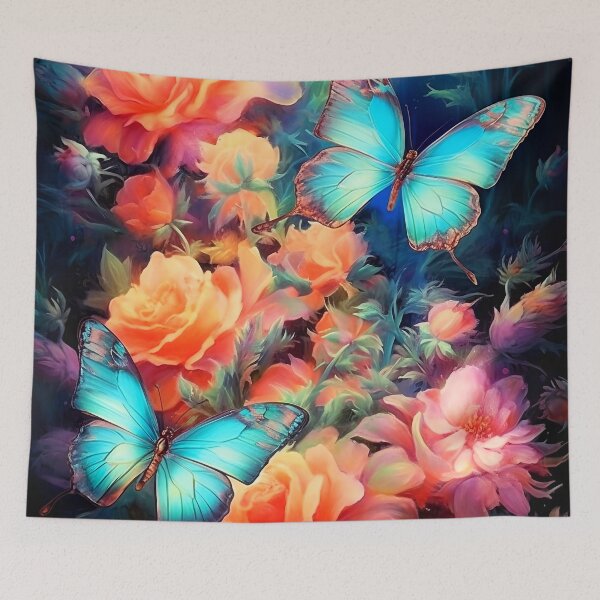 Item preview, Glowing garden flowers and butterflies 2 designed and sold by Red Witch Art.