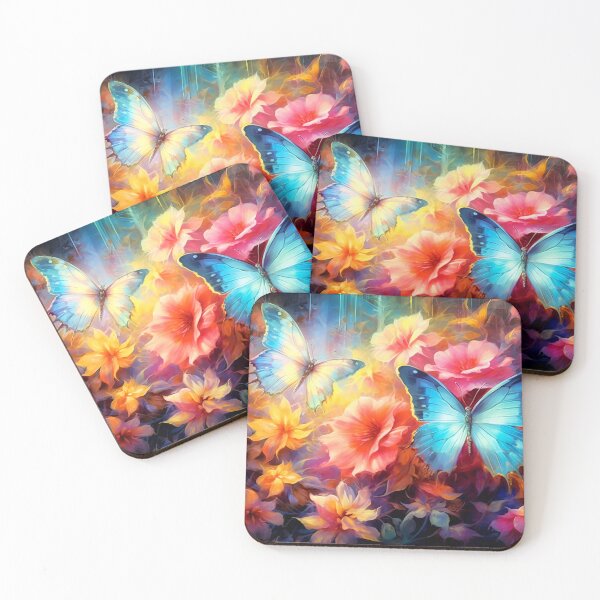 Item preview, Glowing garden flowers and butterflies 3 designed and sold by Red Witch Art.