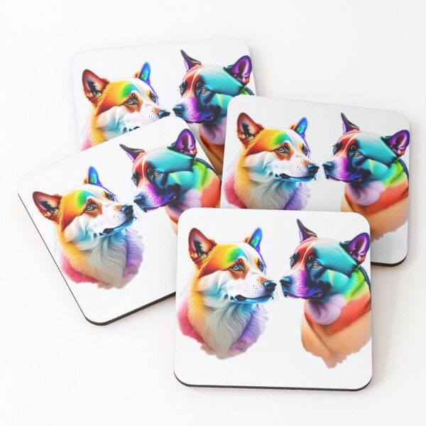 Item preview, Two Rainbow Dogs Light Background designed and sold by Magical-bear.