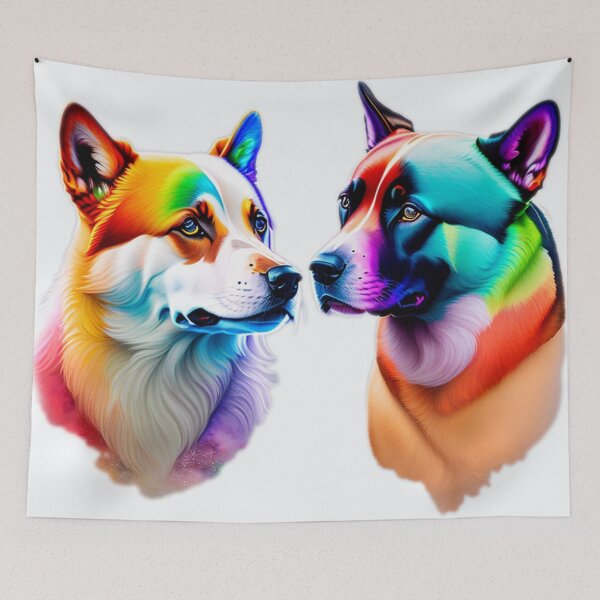 Item preview, Two Rainbow Dogs Light Background designed and sold by Magical-bear.