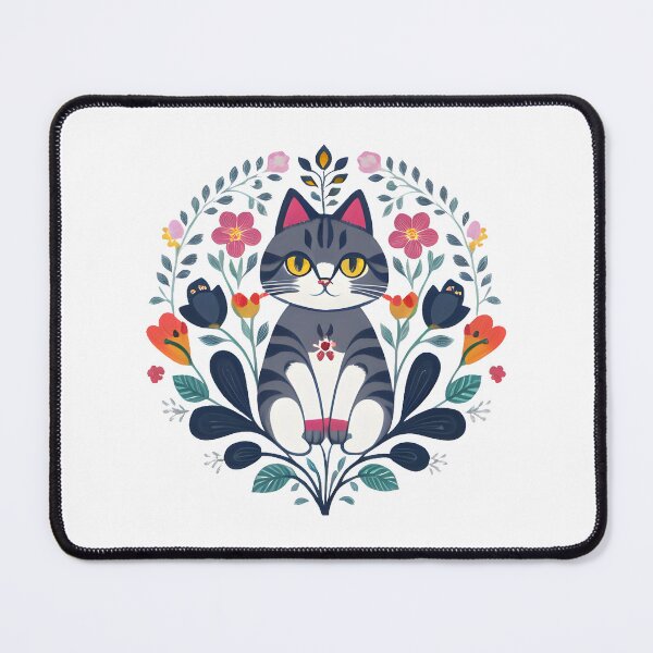 Item preview, Cat Sitting Among Flowers designed and sold by hyggefolkart.
