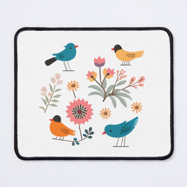 Item preview, Birds Inquisitive Among Flowers designed and sold by hyggefolkart.