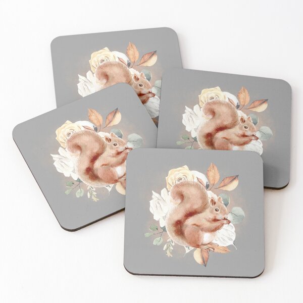 Item preview, Watercolor squirrel with floral designed and sold by watercolorpic.