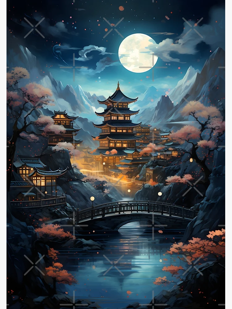 Japanese Night Scene Poster Painting sale canvas 16*24 inch