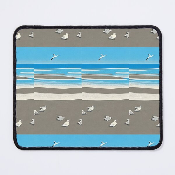 Item preview, Beach Waves linograph folk art designed and sold by Earth Nature Creations.