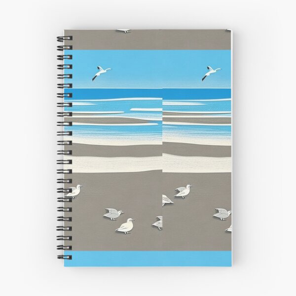 Item preview, Beach Waves linograph folk art designed and sold by Earth Nature Creations.