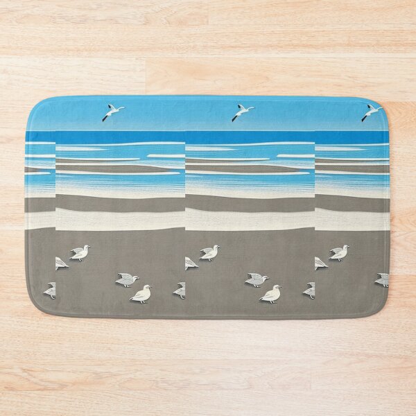 Item preview, Beach Waves linograph folk art designed and sold by Earth Nature Creations.