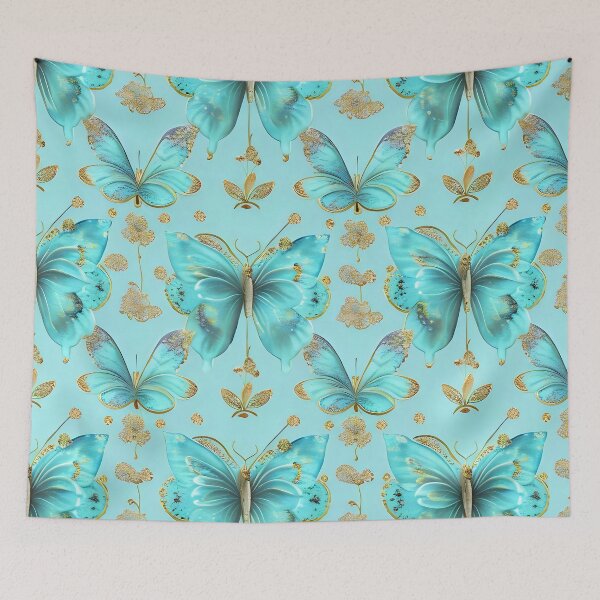 Item preview, Cute Butterfly Pattern on a Blue Background designed and sold by Queen1120.