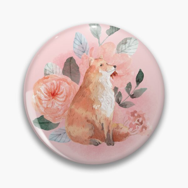 Item preview, Watercolor fox with orange floral designed and sold by watercolorpic.