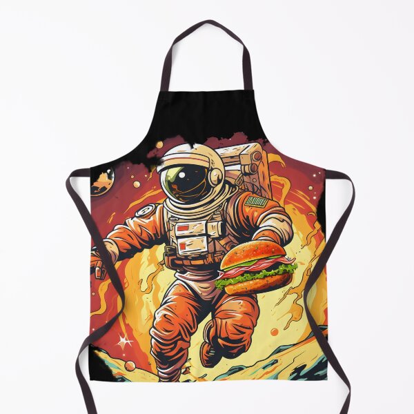 Item preview, Human Astronaut with Hamburger on Arm in Space | Vibrant Fantasy Landscape designed and sold by 24hSpaceMadness.