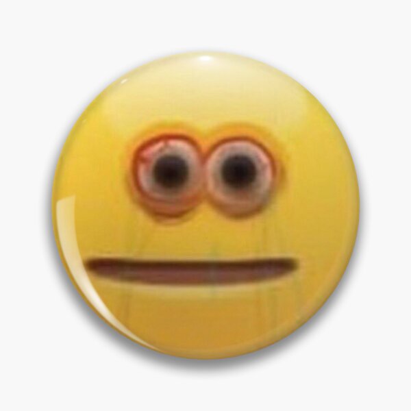 Funny Bug-Eyed Distorted Emoji Meme Pinback Button - 1.5