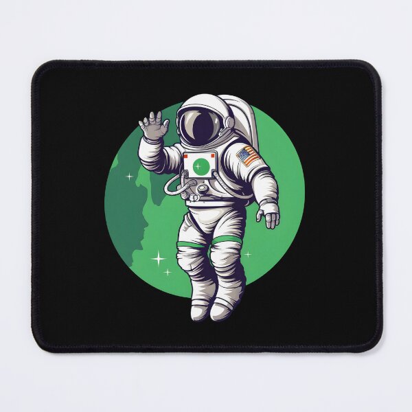 Item preview, Astronaut Waving with Outstretched Arms | Dark White and Emerald Nostalgic Illustration designed and sold by 24hSpaceMadness.