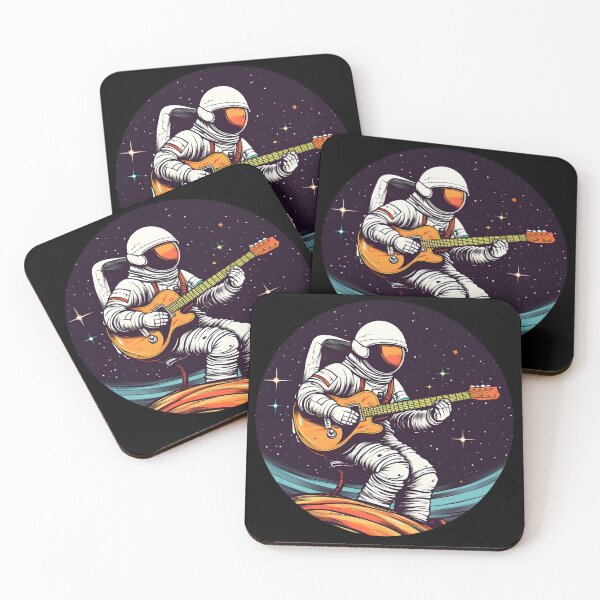Item preview, Space Astronaut Playing Electric Guitar in Space | Tondo Style designed and sold by 24hSpaceMadness.