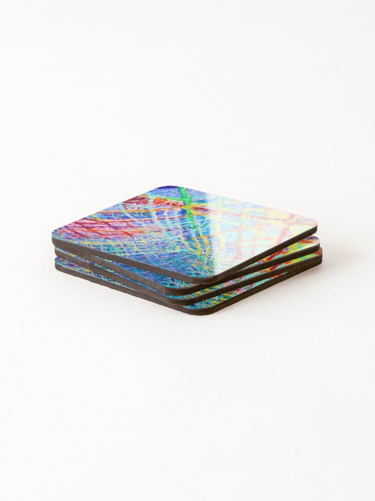 Thumbnail 4 of 5, Coasters (Set of 4), Vibrant Abstract Color Explosion Pattern designed and sold by Unique-Design-4.