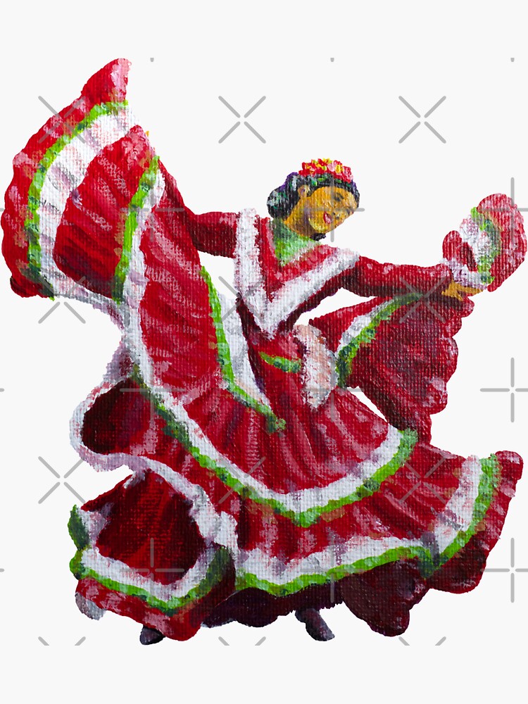 "Red Ballet Folklórico Dancer (Baile Folklórico) " Sticker for Sale by