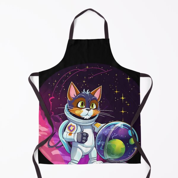 Artikelvorschau, Cartoon-Katze im Weltraumkostüm mit Planet und Globus entworfen und verkauft von 24hSpaceMadness.