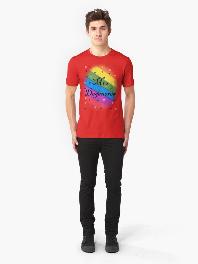 Alternate view of Mrs Degeneres - Lesbian Rainbow T-Shirt Slim Fit T-Shirt