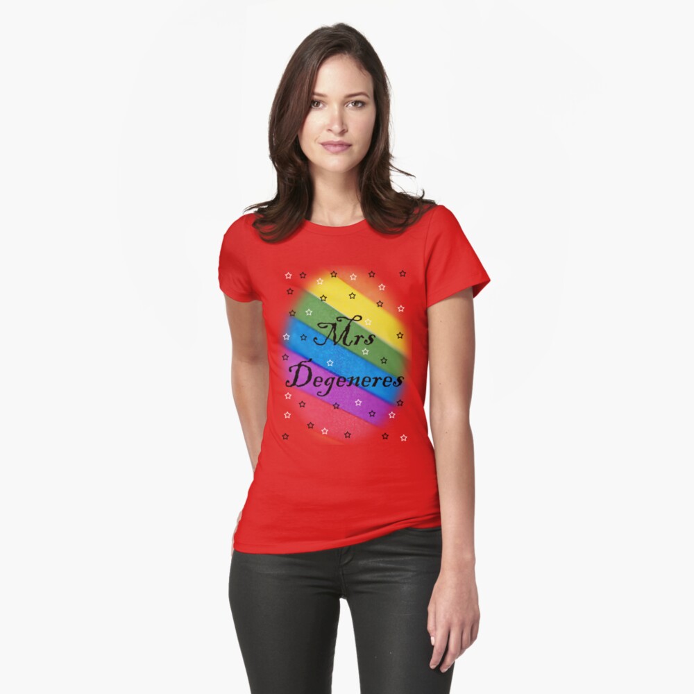 Mrs Degeneres - Lesbian Rainbow T-Shirt Fitted T-Shirt