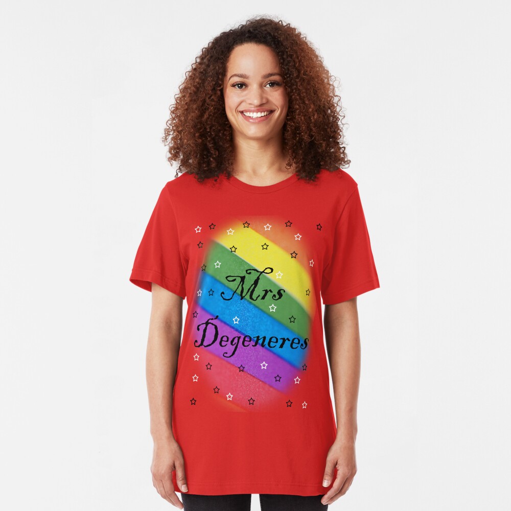 Mrs Degeneres - Lesbian Rainbow T-Shirt Slim Fit T-Shirt