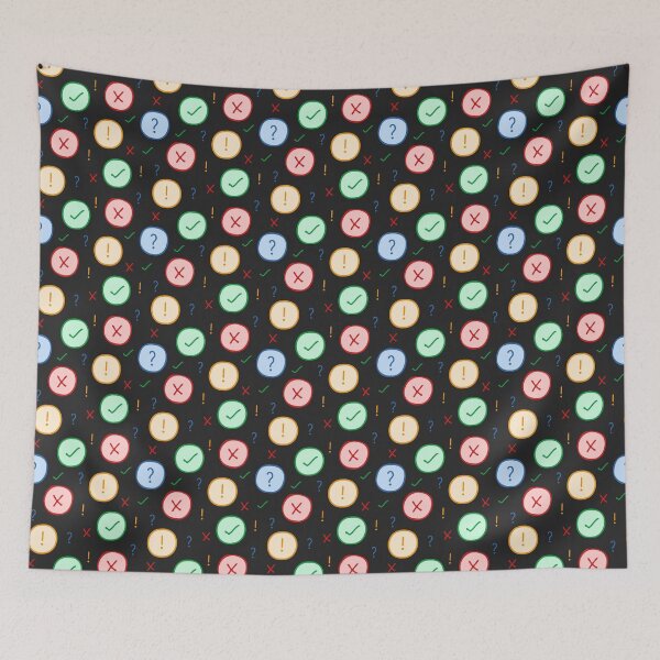Item preview, Punctuation & action marks colourful doodle pattern on the dark background designed and sold by mariakostory.