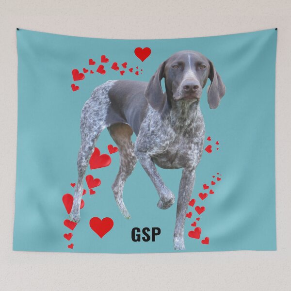 Item preview, Beautiful Pointing GSP - Red Hearts designed and sold by Sunflower5576.