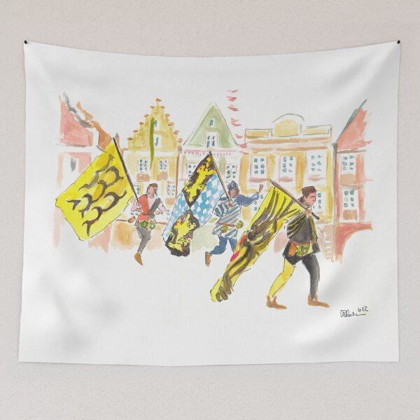 Item preview, Imperial and Ducal Flag Wavers in Historic Landshut Old Town designed and sold by artshop77.