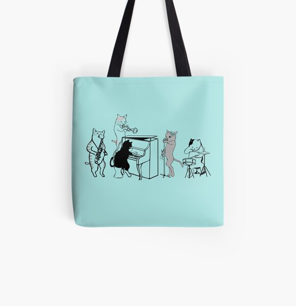 Cool Jazz Cats All Over Print Tote Bag