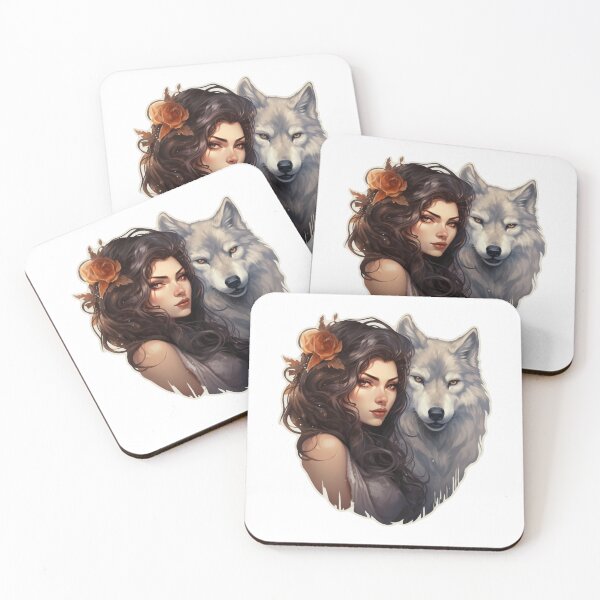 Item preview, Beauty woman with wild wolf  designed and sold by SmileshareShop.