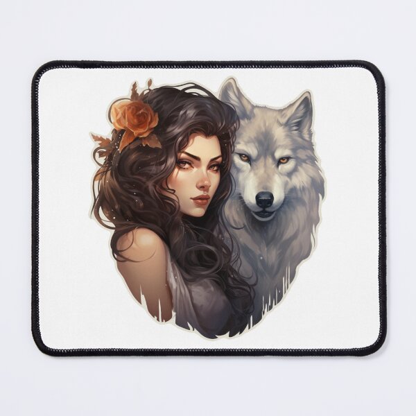Item preview, Beauty woman with wild wolf designed and sold by SmileshareShop.