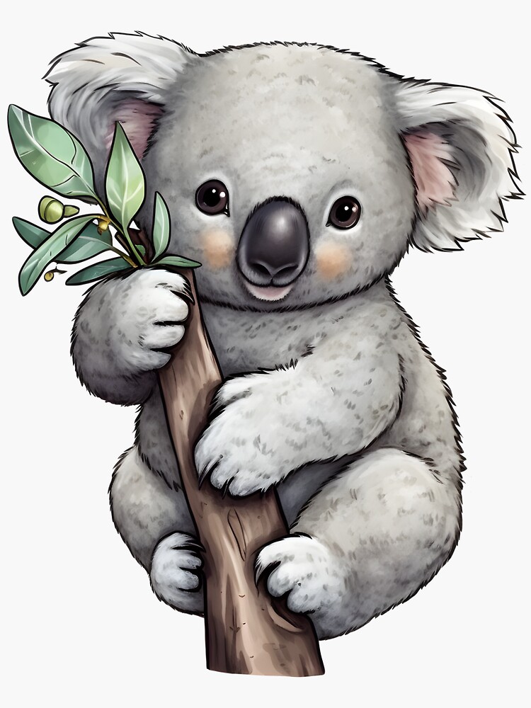 Cute Koala Climbing a Branch Sticker for Sale by edward-corke