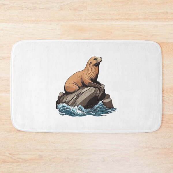 Item preview, A sea lion on a rock in the ocean designed and sold by naturemenagerie.