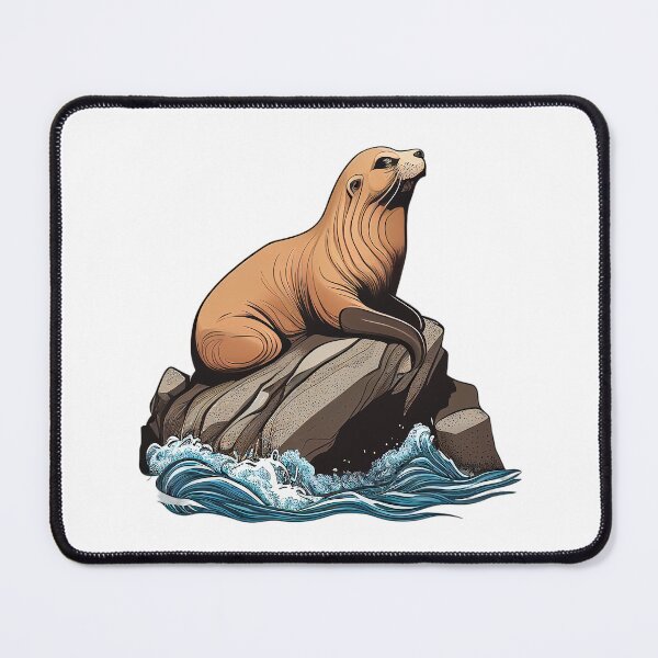 Item preview, A sea lion on a rock in the ocean designed and sold by naturemenagerie.