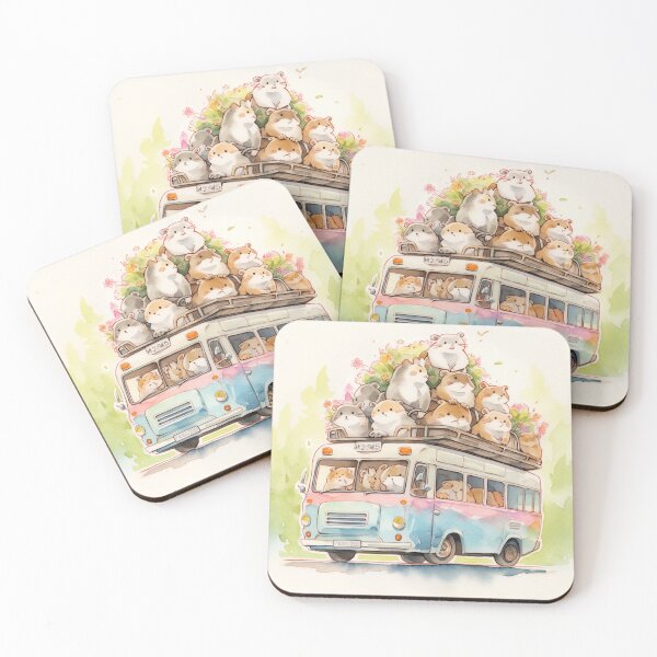 Item preview, Cute Hamsters Joyride Bus Watercolor designed and sold by redstar19.