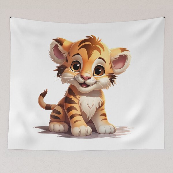 Item preview, The Adventurous Baby Tiger in Cartoon Wonderland designed and sold by Cr-AI-tive.