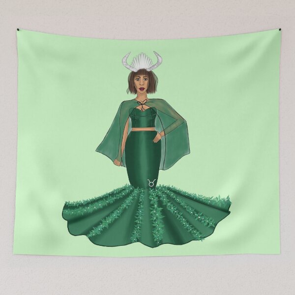Item preview, Zodiac Taurus Goddess Fashion Illustration designed and sold by SMillustrations.