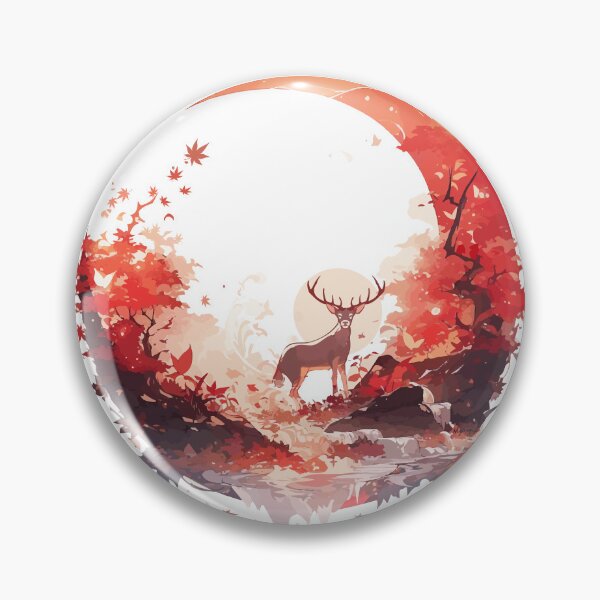 Item preview, Peaceful deer in autumn momiji moon scene designed and sold by myanko.
