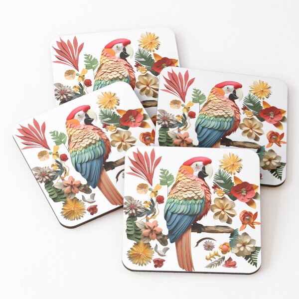 Item preview, This vibrant illustration features a colorful parrot perched among a beautiful array of flowers designed and sold by BogatyrovaOlena.