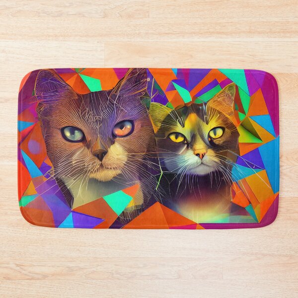 Item preview, Geometric Cats "Mitsy" and "Bitsy" designed and sold by Artekinium.