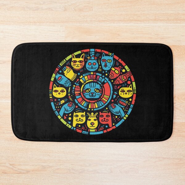 Item preview, Cats Circle - Pre-Columbian Pop Art Fusion designed and sold by SADStyleDesigns.