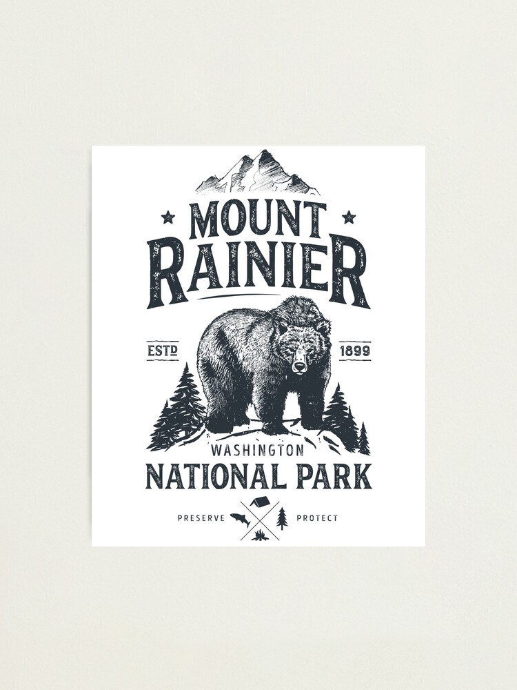 Mount Rainier National Park T Shirt Washington Bear Vintage