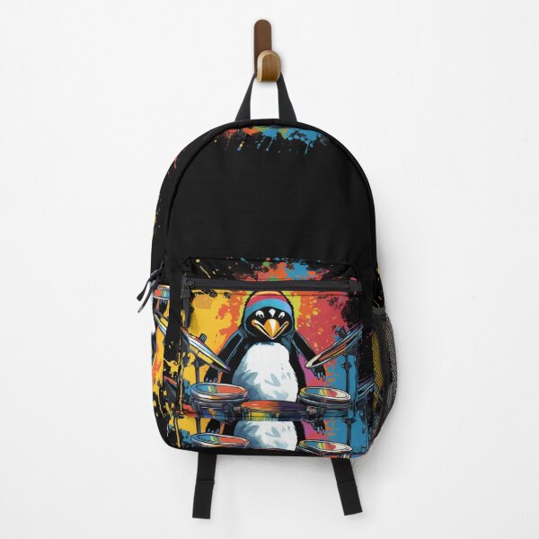 Item preview, Penguin on drumms: funky vibrant colorful design designed and sold by VolcanRaven.