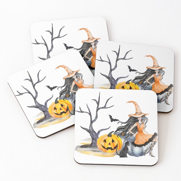 Item preview, Witch, Cat, Pumpkin, Bat Watercolor  designed and sold by MaisiePumpkin.