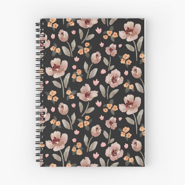 Item preview, Dark neutral watercolor autumn floral pattern, warm neutral flowers  designed and sold by inkbearblue.