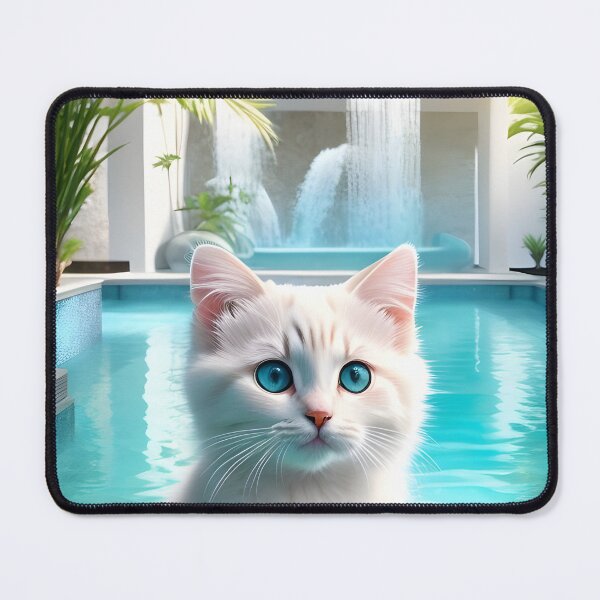 Item preview, Kitten Jun in the pool paradise with palm trees and waterfalls designed and sold by YuniaMiyu.