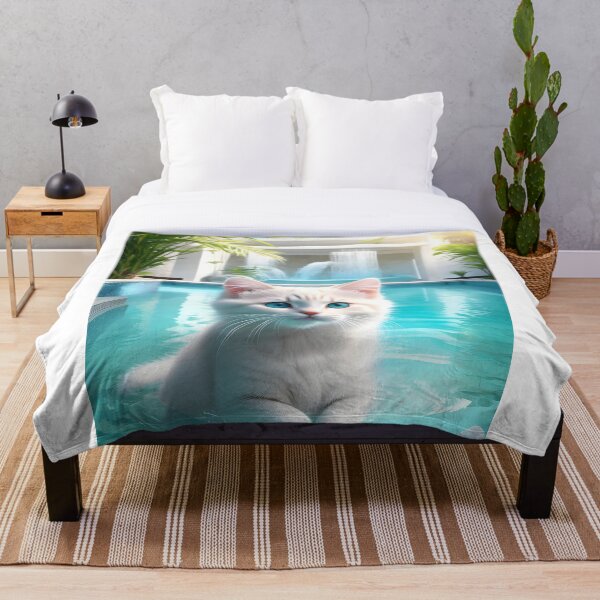 Item preview, Kitten Jun in the pool paradise with palm trees and waterfalls designed and sold by YuniaMiyu.