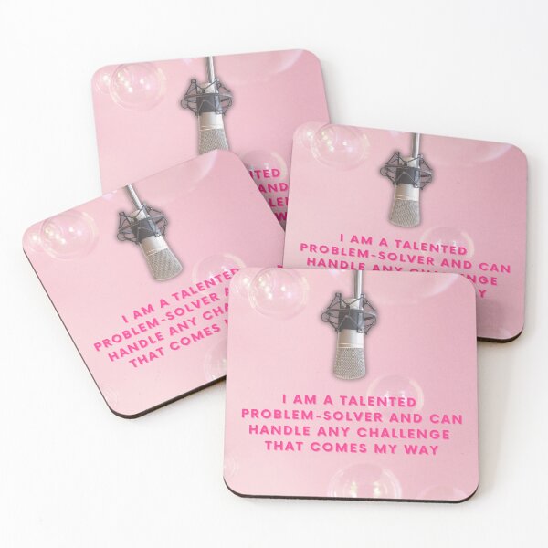 Item preview, Retro Pink Microphone and Bubbles Problem-Solver Affirmation designed and sold by hihoneyitsbunny.